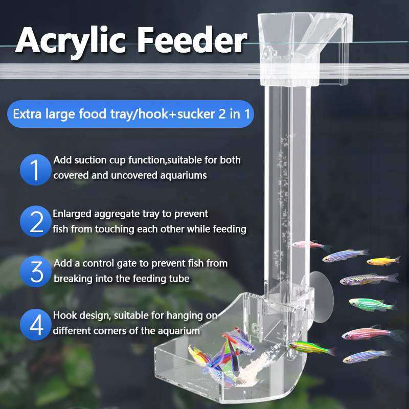 Aquarium Fish Variety - أنبوب تغذية أكريليك لحوض السمك بتصميم