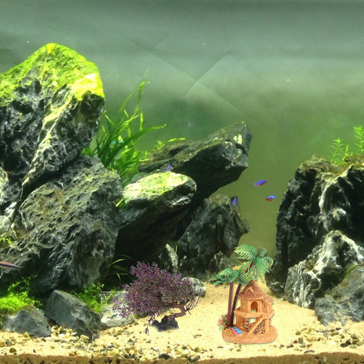 Aquarium Fish Beautiful - زينة حوض السمك، بيت من الراتنج،