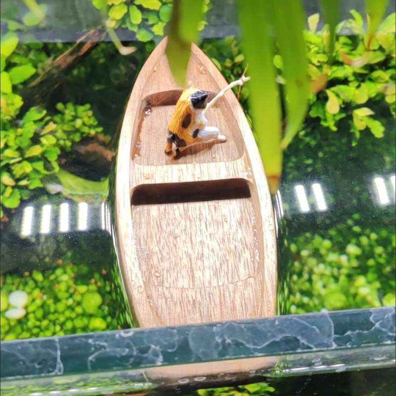 اليدوية قارب خشبي صغير عائم قا - مراجعة Aquarium Fish Marine وسعره